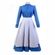Женский костюм для косплея Sophie, синее длинное платье, фартук Howl's Moving Castle 2024 - купить недорого