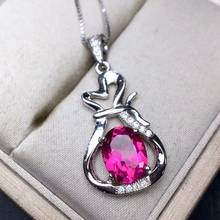 Fashion Lovely wallet natural pink topaz pendant S925 silver Natural gemstone Pendant Necklace women party girl gift jewelry 2024 - buy cheap