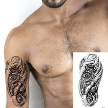 Tatuagem adesiva temporária, manipulador e arte corporal com flash, leão, bússola, lobo, caveira, dragão, braço, desenhos, mulheres e homens 2024 - compre barato