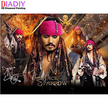 Diy completa praça & round 5d piratas do caribe jack sparrow pintura diamante ponto cruz completo diy diamante bordado 2024 - compre barato