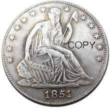 Us 1851 p/o liberty moeda sentada metade de dólar banhada a prata cópia 2024 - compre barato
