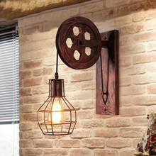 Lámpara de pared Industrial con polea de elevación para techo, candelabro ajustable de hierro para Loft, cafetería y Bar, Retro, Vintage 2024 - compra barato