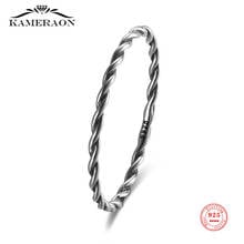 Real 925 Sterling Silver Oxide Rings Thin Twisted Rope Silver Finger Ring for Women Simple Vintage Fine Jewelry 2024 - buy cheap