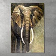 Mintura moderno animal africano elefante pintura a óleo sobre tela artesanal pintados à mão arte da parede imagem sala de estar decoração casa grande 2024 - compre barato