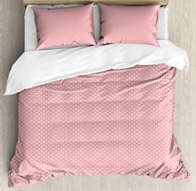 Pink Polka Dots Duvet Cover Set Design with and Retro and Repetitive Composition 3 Piece Bedding Set Pale Pink and White 2024 - buy cheap