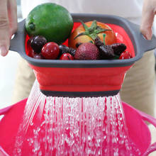 Cesta plegable para lavar frutas y verduras, colador portátil, escurridor, utensilios de cocina 2024 - compra barato
