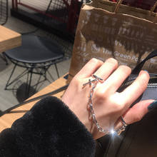 Vintage Hip Hop Punk plata Color Metal Cruz anillo cadena ajustable Junta anillos dedo anular para Mujeres Hombres fiesta joyería regalos 2024 - compra barato