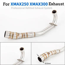 Motorcycle modified exhaust pipe xmax 250 xmax300 front section with silencing plug 2017-2019 2024 - buy cheap