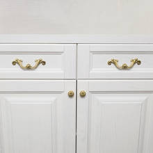 Brass Handle American European French retro classic middle ancient handle drawer wardrobe door pure copper gold handle 2024 - buy cheap