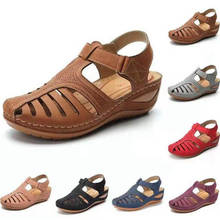 Woman 2020 Summer Leather Vintage Sandals Buckle Casual Sewing Women Retro Sandalias Female Ladies Platform Shoes 36-46 2024 - buy cheap