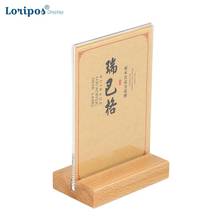 A6 Solid Wood Photo Frame Wooden Menu Holder Stand Acrylic Label Holder Picture Frame Wood Sign Holder Name Card Holder Poster 2024 - buy cheap