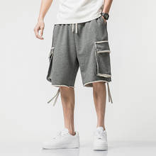 Side Pockets Harajuku Cargo Shorts Men Streetwear Casual Shorts Hip Hop Sweatpants Short Pants 2024 - buy cheap