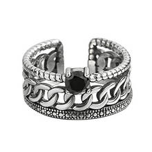 Anillo abierto de zirconia negra para mujer, joyería de marca con piedras de superficie ancha, moda Vintage, gran oferta 2024 - compra barato