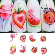 1PCS Strawberry Summer Fruit Drinking Stickers For Nails Manicure Nail Art Design Water Transfer Watermark Beauty Decals TRSTZ 2024 - buy cheap