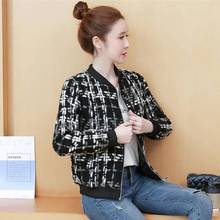 2021 Korean Autumn Plaid Jackets Women Long Sleeve Bomber Jacket Baseball Short Wool Coats Female Zipper Coat Outerwear Clothes 2024 - buy cheap