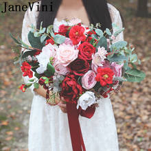 JaneVini-ramos de flores rosas y rojas para novia, flores artificiales románticas de seda, soporte para ramo de dama de honor, accesorios de boda 2024 - compra barato