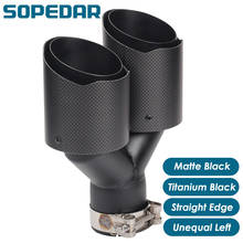 SOPEDAR-silenciador de tubo de escape para coche, punta de tubo trasero de doble desigual, con borde derecho, color negro, mate, titanio Y, para Ak 2024 - compra barato