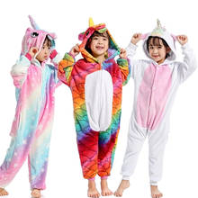 Kigurumi novo inverno bebê meninas pijamas de flanela crianças macacão unicórnio pijamas animal dos desenhos animados pijamas licorne meninos pijamas 2024 - compre barato