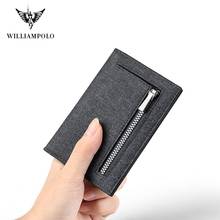 WILLIAMPOLO Coin Purses Men Wallet Canvas Short Card Holder Slim Card Holder With Zipper Pocket PL195220 2024 - buy cheap