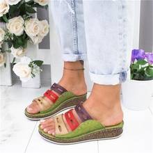 Women's Beach Slippers 2020 Summer Women Lady Retro Stitching Colorcasual Low  Beach Open Peep Toe Sandals 3 Colors Shoes Slides 2024 - buy cheap