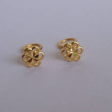 999 Real 24K Yellow Gold Earrings Women Luck Hollow Flower Stud Earrings 0.94g 6mmW Beauty Women Earrings 2024 - buy cheap