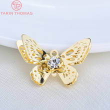 (34057)10PCS 20*13MM 24K Gold Color Brass with Glass Rhinestone Butterfly Charms Pendants High Quality Diy Jewelry Findings 2024 - buy cheap