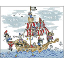 Juego de bordado de punto de cruz chino, conjunto de bordado, versión de dibujos animados de Barco Pirata, 11 14 18CT 2024 - compra barato