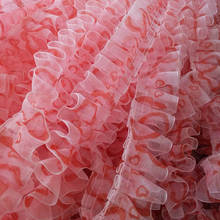 10m coração organza renda guarnição de malha tule tecido plissado azul tecido rosa para lingerie feminina decoração de vestido 2024 - compre barato