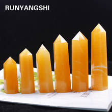 1pc Natural Crystal Point Yellow jelly jade Healing Obelisk Quartz Wand Ornament for Home Decor Reiki Energy Stone Pyramid gift 2024 - buy cheap