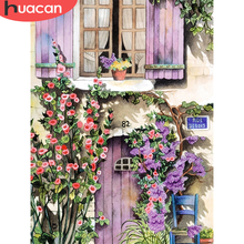 HUACAN-mosaico con diamantes de imitación para decoración del hogar, bordado con flores, punto de cruz, bricolaje, paisaje, ventana 2024 - compra barato