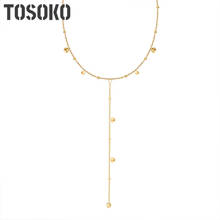 TOSOKO Stainless Steel Jewelry Ball long Tassel Necklace Female Collar Neck Chain Sweater Chain BSP794 2024 - buy cheap