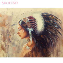 SDOYUNO-Kit de pintura por números sin marco para adultos, pintura al óleo, figura india, arte acrílico pintado a mano, 40x50cm 2024 - compra barato