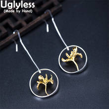 Uglyless Design Asymmetric Hollow Trees Earrings Women Chinese Style Grilles Brincos 925 Silver Romantic Oriental Poetry Jewelry 2024 - buy cheap