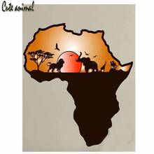 Full Square Round Drill 5D DIY Diamond Painting Africa map animal elephant giraffe sun diamond Embroidery mosaic Cross Stitch 2024 - buy cheap