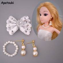 Imitation Pearl Jewelry For Barbie Doll Necklace Fashion Decoration Bowknot Hairwear Earrings For BJD Dolls 1/6 Doll Accessories 2024 - buy cheap