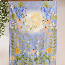 Tapiz de Luna Floral para colgar en la pared, Tapiz de pared de mariposa, flor púrpura, Estrella psicodélica, Tapiz de brujería, tapices de tela de pared 2024 - compra barato