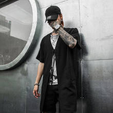 Good quality summer black oversize hip hop men shirt japan streetwear nightclub DJ singer punk rock shirts male vintage clothing 2024 - buy cheap