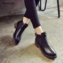 Black Shoes For Women Chunky Leather Women Leather Ankle Boots Autumn Thick High Heel Martin Boots Winter Shoes Boot Size 35-40 2024 - buy cheap