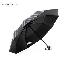 Leodauknow Automatic Three Folding Stripe Style Business Car Quality  Stong Winproof and Uv Protection Men's Two Colors Umbrella 2024 - buy cheap