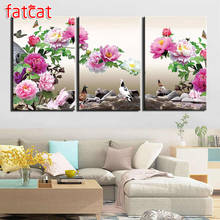 FATCAT Flowers and birds diamond painting 5d diy full square round drill rhinestone embroidery triptych kit home decor AE2056 2024 - buy cheap