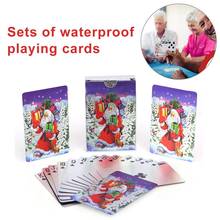 Juego de cartas de póker con estampado navideño, juego de cartas de 2 juegos, impermeable, lámina plateada de PVC, utilería mágica clásica, juegos de fiesta 2024 - compra barato