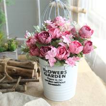 Розовые шелковые искусственные пионы, букет высотой 30 см из 5 больших цветков и 4 закрытых бутонов, недорогие искусственные цветы для украшения интерьера дома и на свадьбе 2024 - купить недорого