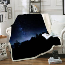 Céu noturno 3d impressão cobertor quadrado no sofá camas inverno quente plush throw cobertor para adulto crianças colcha capa de sofá 2024 - compre barato