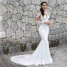 Vestido De Noiva, прозрачное свадебное платье с длинными рукавами и кружевной аппликацией в виде Русалочки на пуговицах, Ирландия, 2020 2024 - купить недорого