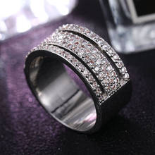 RU трех строк/пять рядов с украшением в виде кристаллов бутик кольцо Обручальные кольца женские вечерние ювелирные изделия 2024 - купить недорого