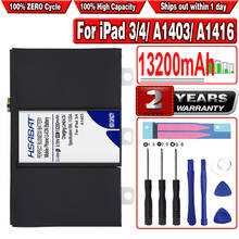 Hsabat-bateria de 13200mah para tablet, compatível com ipad 3, 4, ipad3, ipad 4, a1403, a1416, a1458, a1430, a1433, a1459, a1460, a1389 2024 - compre barato