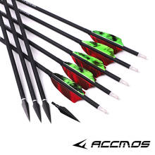 6/12pcs Camouflage Real Feather Carbon Arrow ID 6.2 mm OD 7.8mm Spine 500 with 130gn Broadhead For Recurve/Compound Bow Hunting 2024 - buy cheap