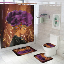 INS African Woman Printing Toilet Floor Mat Shower Curtain 4Pcs/Set Home Bathroom Non-Slip Carpet Partition Curtain Decoration 2024 - buy cheap