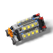 MOC-Juguetes de bloques de construcción técnica de V16-Engine, cilindro de motor V16 W12 V8, juego mecánico a granel, juguete artesanal, apto para ladrillo MOC de alta tecnología 2024 - compra barato