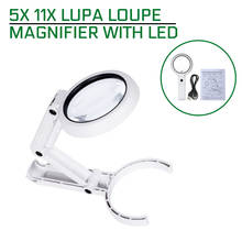 5X 11X Lupa Loupe Magnifier Portable Folding Lamp Reading Handheld Illuminated Magnifying Glass With 8 LED Lights for Newspaper 2024 - buy cheap